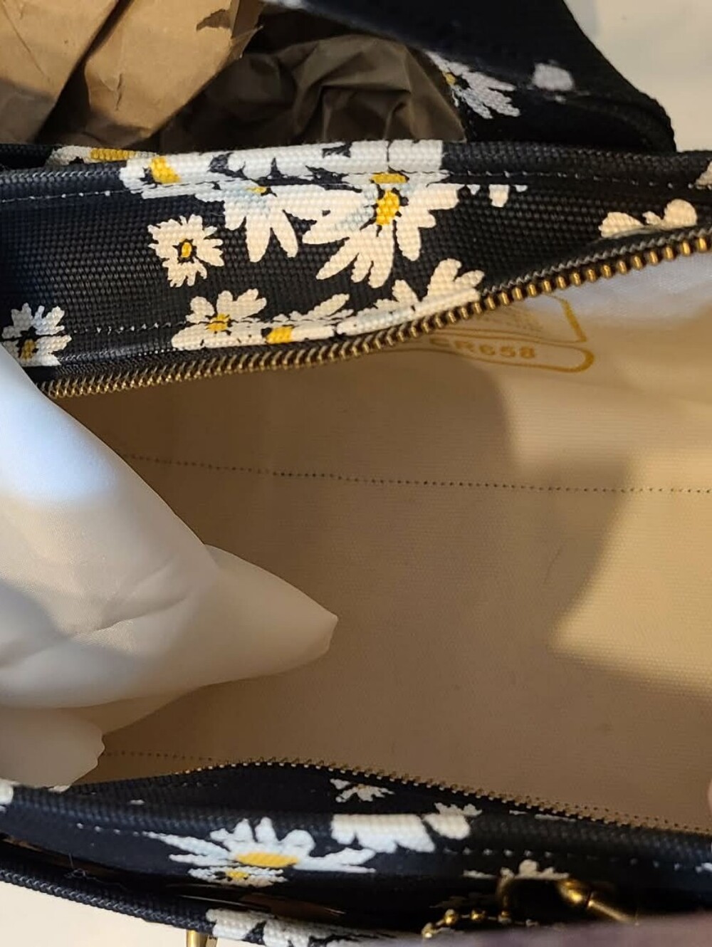 Coach Retired Daisy Canvas Tote with Yellow Coach Logo - Picture 2 of 5